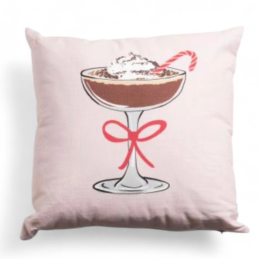 🆕🍸 Pink Espresso Martini Cotton Throw Pillow 20” x 20” NWT